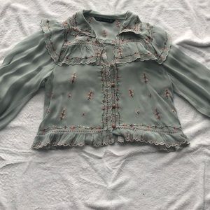 Semi-sheer embroidered blouse